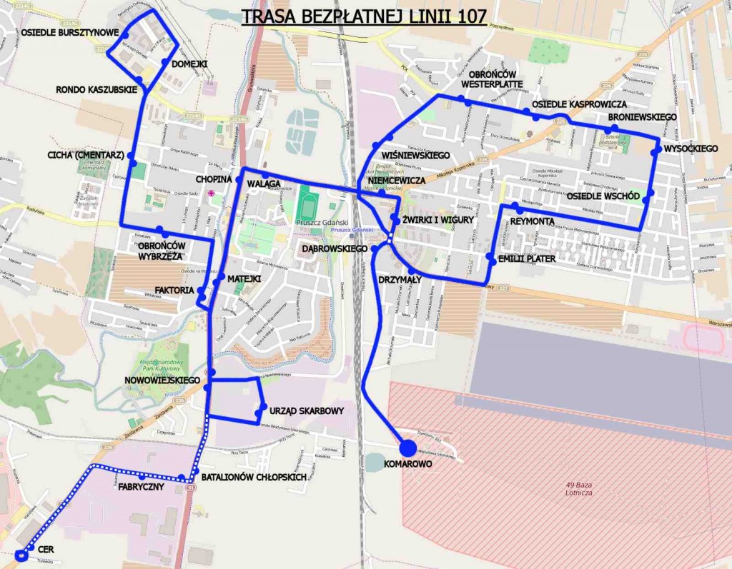 Bezpłatna linia 107 w Pruszczu Gdańskim